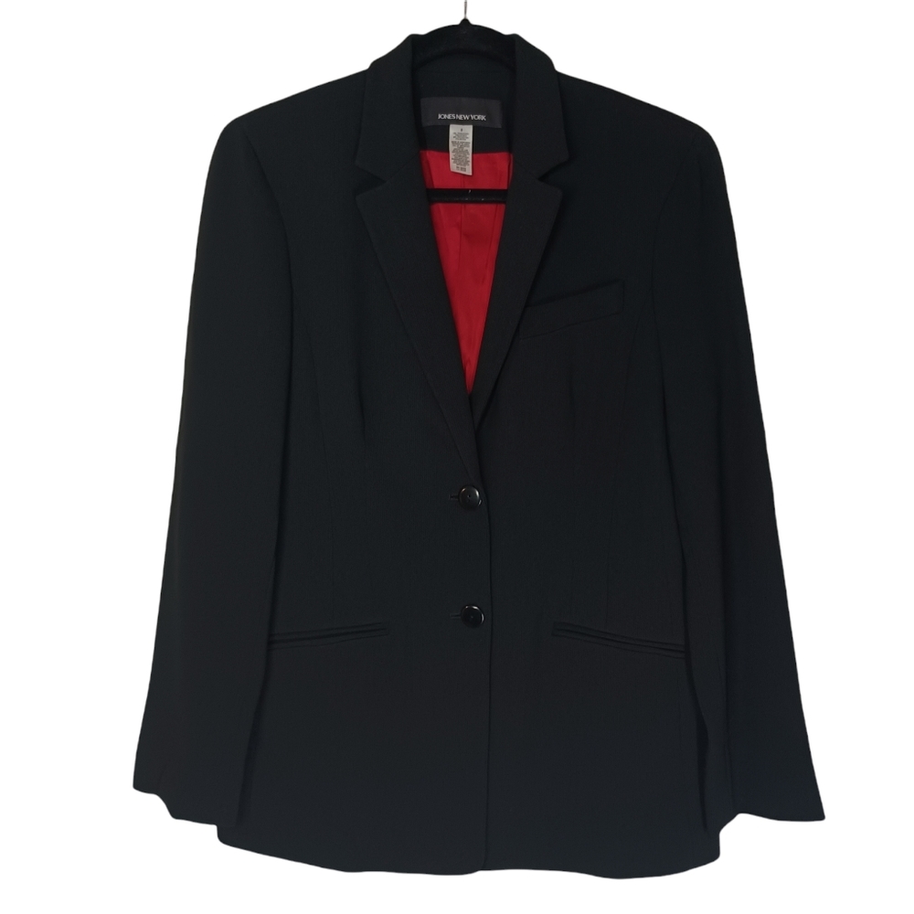 JONES NEW YORK Black 2 Button Career Work Business Blazer Jacket 8 (Medium)
